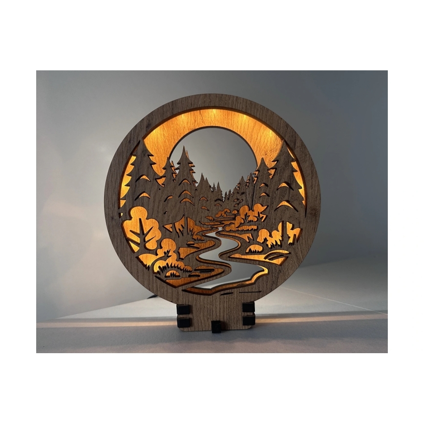 Li-Go 23580/DUB2 - Dimeriuojamas dekoratyvinis LED stalinis šviestuvas LED/12W/230V 20x22 cm ąžuolas/miške