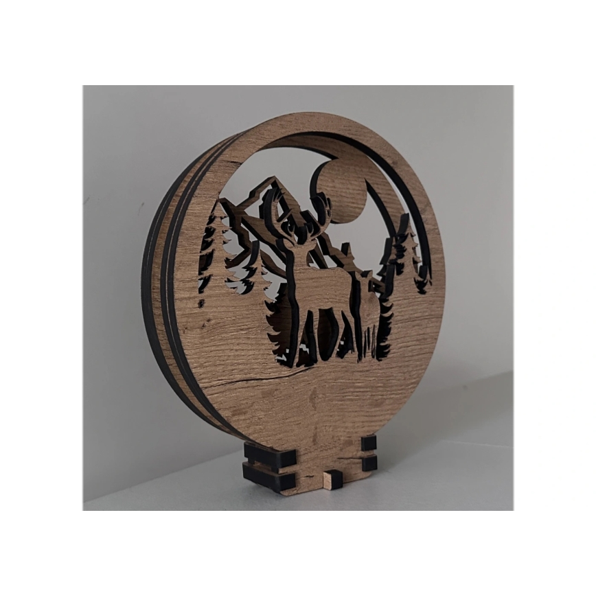 Li-Go 23592/DUB2 - LED reguliuojamo ryškumo stalo dekoracija LED/12W/230V 20x22 cm ąžuolas/elnias ir elnė