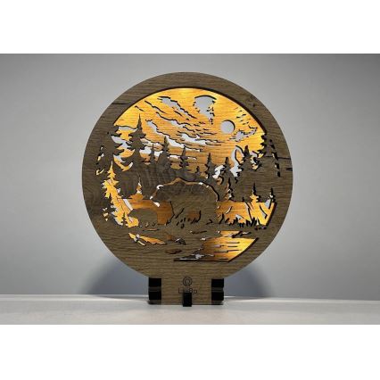 Li-Go 23595/DUB2 - Dimeriu reguliuojama LED stalinė dekoracija LED/12W/230V 20x22 cm ąžuolas/meškos