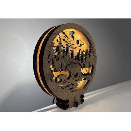 Li-Go 23595/DUB2 - Dimeriu reguliuojama LED stalinė dekoracija LED/12W/230V 20x22 cm ąžuolas/meškos