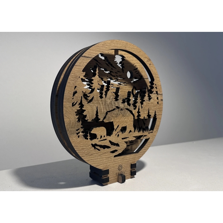 Li-Go 23595/DUB2 - Dimeriu reguliuojama LED stalinė dekoracija LED/12W/230V 20x22 cm ąžuolas/meškos