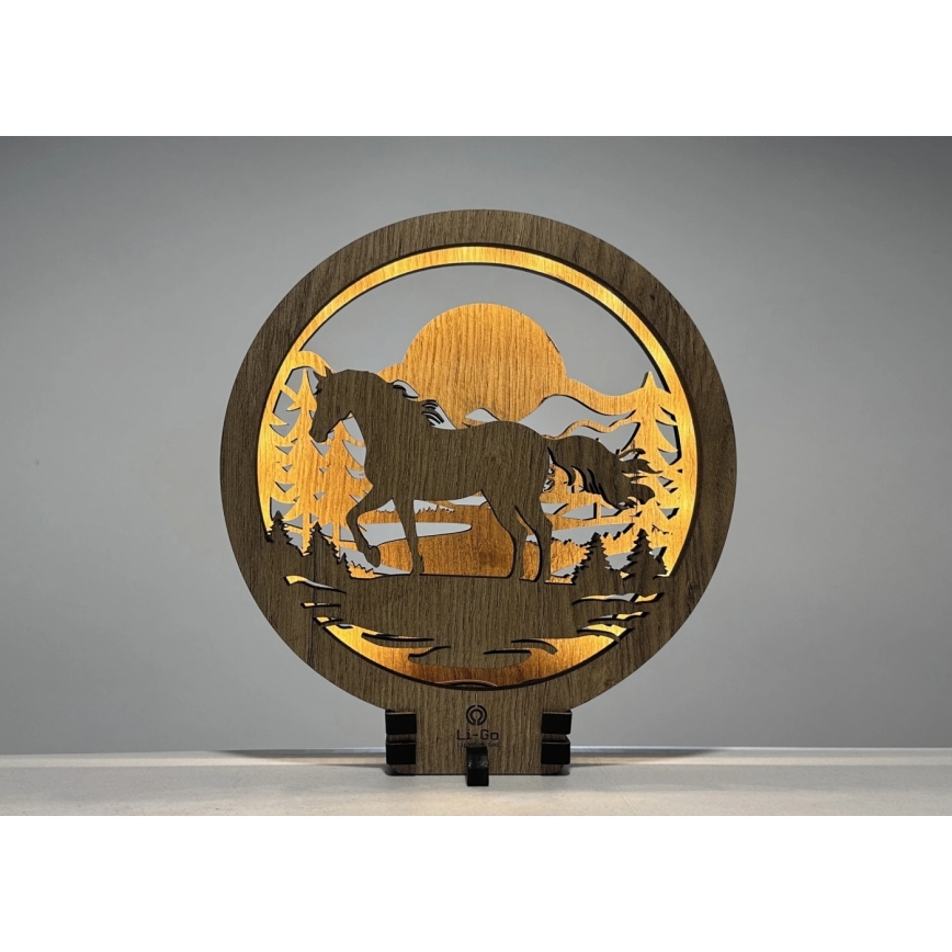 Li-Go 23598/DUB2 - Dimeriuojama LED stalo dekoracija LED/12W/230V 20x22 cm ąžuolas/arklys