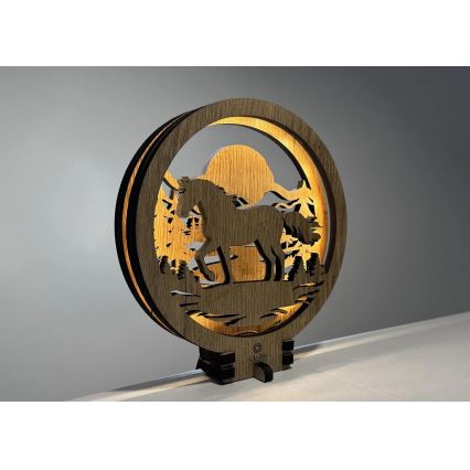 Li-Go 23598/DUB2 - Dimeriuojama LED stalo dekoracija LED/12W/230V 20x22 cm ąžuolas/arklys