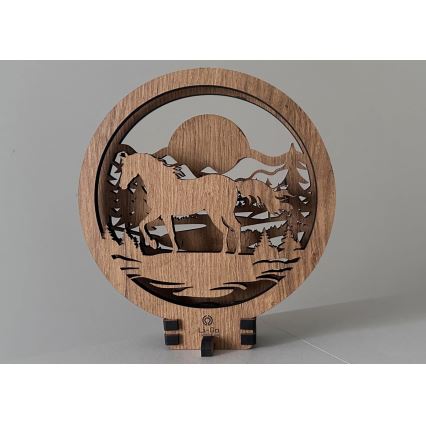 Li-Go 23598/DUB2 - Dimeriuojama LED stalo dekoracija LED/12W/230V 20x22 cm ąžuolas/arklys