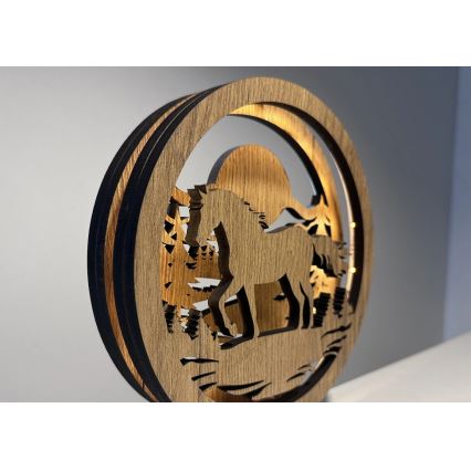 Li-Go 23598/DUB2 - Dimeriuojama LED stalo dekoracija LED/12W/230V 20x22 cm ąžuolas/arklys