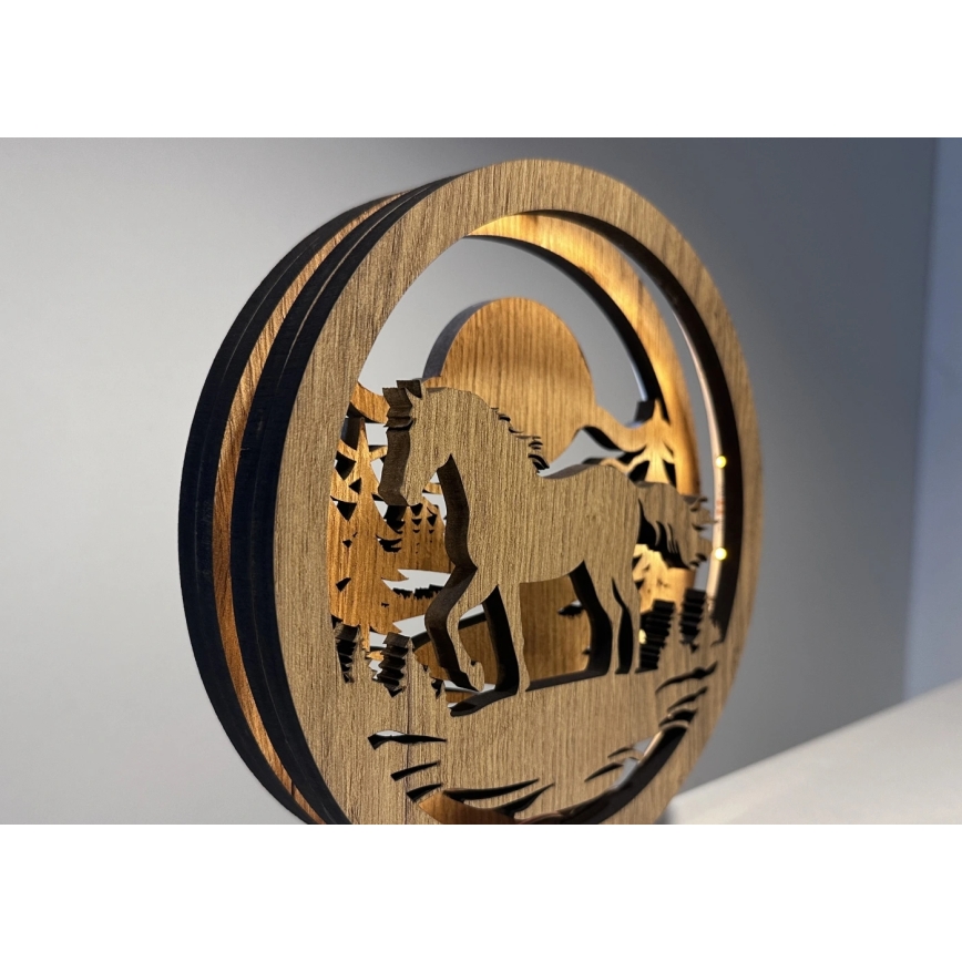 Li-Go 23598/DUB2 - Dimeriuojama LED stalo dekoracija LED/12W/230V 20x22 cm ąžuolas/arklys