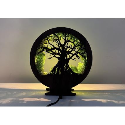 Li-Go 23604/DUB2 - Reguliuojamas LED stalinis dekoratyvinis šviestuvas LED/12W/230V 20x22 cm ąžuolas/samana ir medis