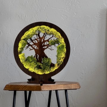 Li-Go 23604/DUB2 - Reguliuojamas LED stalinis dekoratyvinis šviestuvas LED/12W/230V 20x22 cm ąžuolas/samana ir medis