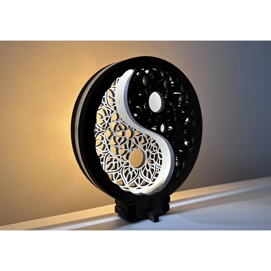 Li-Go 23607/O - Dimeriuojama LED stalinė dekoracija LED/12W/230V 20x22 cm riešutmedžio/Jin Jang