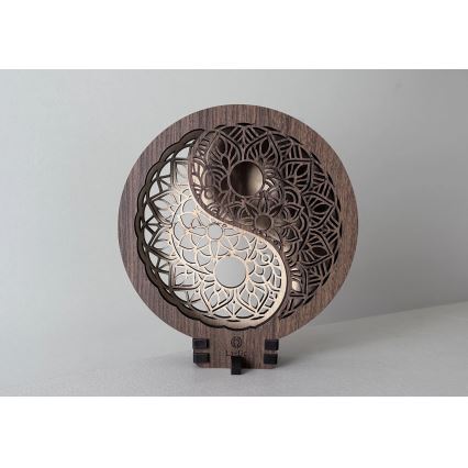 Li-Go 23607/O - Dimeriuojama LED stalinė dekoracija LED/12W/230V 20x22 cm riešutmedžio/Jin Jang