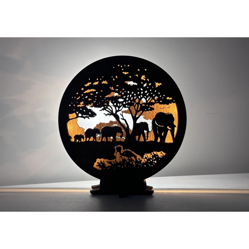 Li-Go 23610/DUB2 - LED Reguliuojamas stalinis dekoratyvinis šviestuvas LED/12W/230V 20x22 cm ąžuolas/drambliai