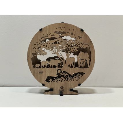 Li-Go 23610/DUB2 - LED Reguliuojamas stalinis dekoratyvinis šviestuvas LED/12W/230V 20x22 cm ąžuolas/drambliai