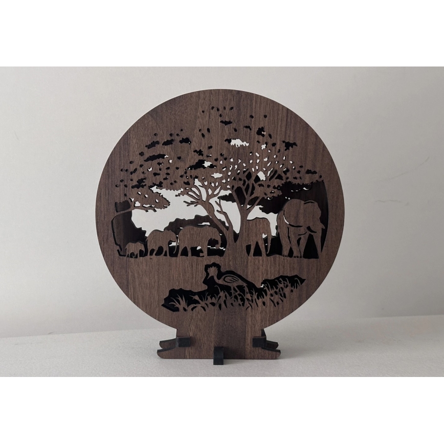 Li-Go 23610/DUB2 - LED Reguliuojamas stalinis dekoratyvinis šviestuvas LED/12W/230V 20x22 cm ąžuolas/drambliai