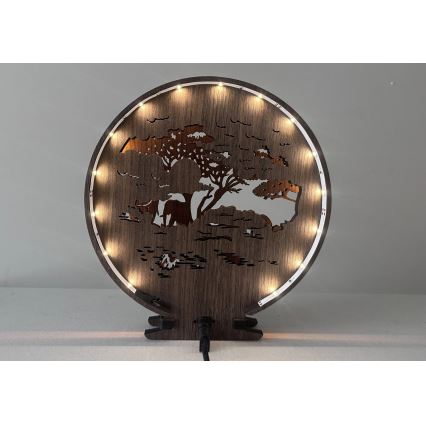 Li-Go 23610/DUB2 - LED Reguliuojamas stalinis dekoratyvinis šviestuvas LED/12W/230V 20x22 cm ąžuolas/drambliai