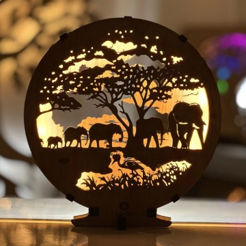 Li-Go 23610/DUB2 - Dimeriuojamas LED stalinis dekoratyvinis šviestuvas LED/12W/230V 20x22 cm ąžuolas/drambliai