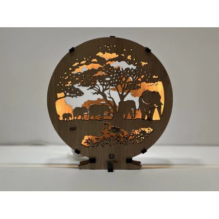 Li-Go 23610/DUB2 - Dimeriuojamas LED stalinis dekoratyvinis šviestuvas LED/12W/230V 20x22 cm ąžuolas/drambliai