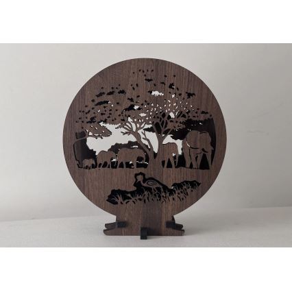 Li-Go 23610/DUB2 - Dimeriuojamas LED stalinis dekoratyvinis šviestuvas LED/12W/230V 20x22 cm ąžuolas/drambliai