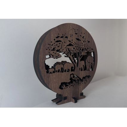 Li-Go 23610/DUB2 - Dimeriuojamas LED stalinis dekoratyvinis šviestuvas LED/12W/230V 20x22 cm ąžuolas/drambliai