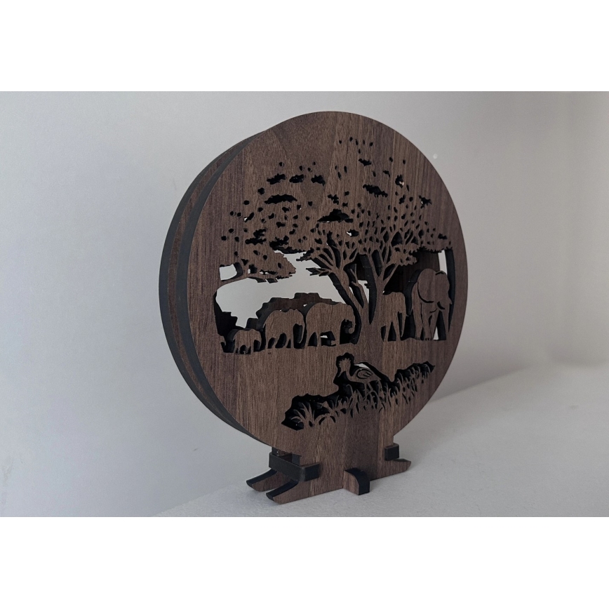 Li-Go 23610/DUB2 - Dimeriuojamas LED stalinis dekoratyvinis šviestuvas LED/12W/230V 20x22 cm ąžuolas/drambliai