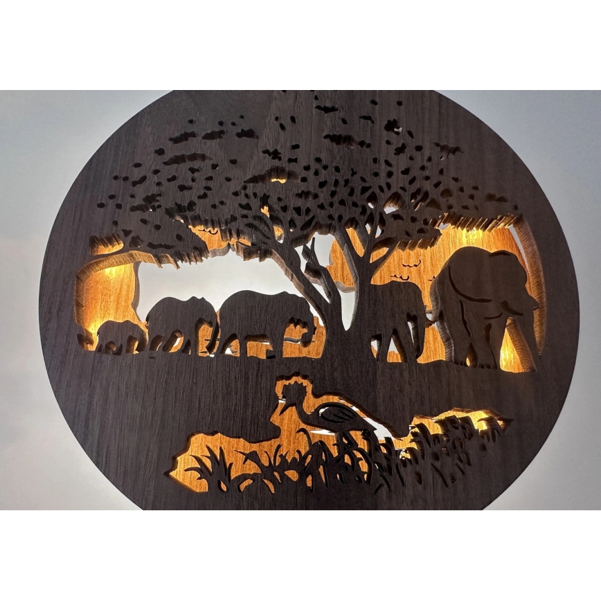 Li-Go 23610/DUB2 - Dimeriuojamas LED stalinis dekoratyvinis šviestuvas LED/12W/230V 20x22 cm ąžuolas/drambliai