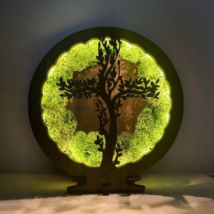 Li-Go 23622/DUB2 - LED reguliuojama stalinė dekoracija LED/12W/230V 20x22 cm ąžuolas/Kryžius samanose