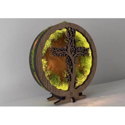 Li-Go 23622/DUB2 - LED reguliuojama stalinė dekoracija LED/12W/230V 20x22 cm ąžuolas/Kryžius samanose