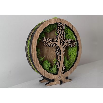 Li-Go 23622/DUB2 - LED reguliuojama stalinė dekoracija LED/12W/230V 20x22 cm ąžuolas/Kryžius samanose