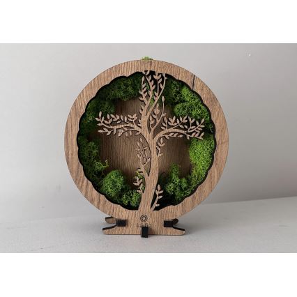 Li-Go 23622/DUB2 - Dimeriuojama LED stalinė dekoracija LED/12W/230V 20x22 cm ąžuolas/kryžius samanose