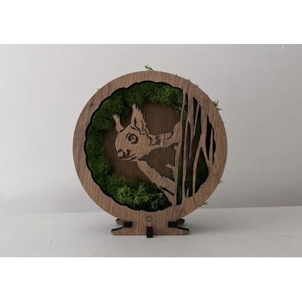 Li-Go 23625/DUB2 - Reguliuojama LED stalinė dekoracija LED/12W/230V 20x22 cm ąžuolas/samanuota voverė