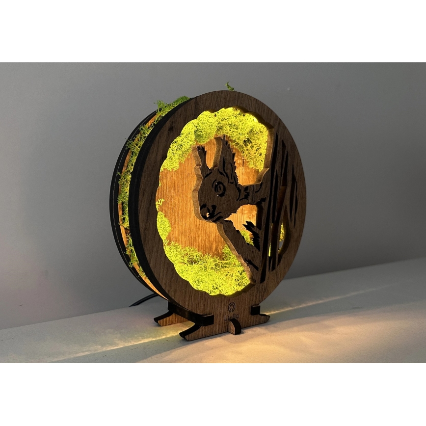 Li-Go 23625/DUB2 - Reguliuojama LED stalinė dekoracija LED/12W/230V 20x22 cm ąžuolas/samanuota voverė