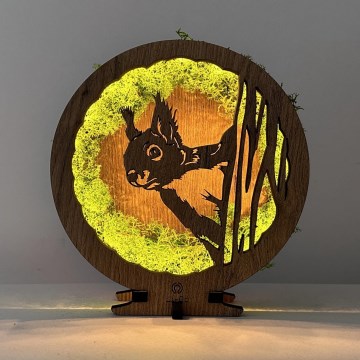 Li-Go 23625/DUB2 - Dimeriuojamas stalinis LED dekoratyvinis šviestuvas LED/12W/230V 20x22 cm ąžuolas/Samaninė voverė