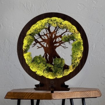 Li-Go 23631/DUB2 - Dimeriuojama LED stalinė dekoracija LED/12W/230V 30x31 cm ąžuolas/samanos ir medis