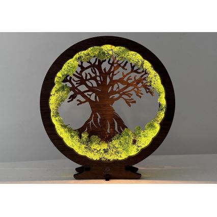 Li-Go 23631/DUB2 - reguliuojamas stalinis LED dekoratyvinis šviestuvas LED/12W/230V 30x31 cm ąžuolas/samana ir medis