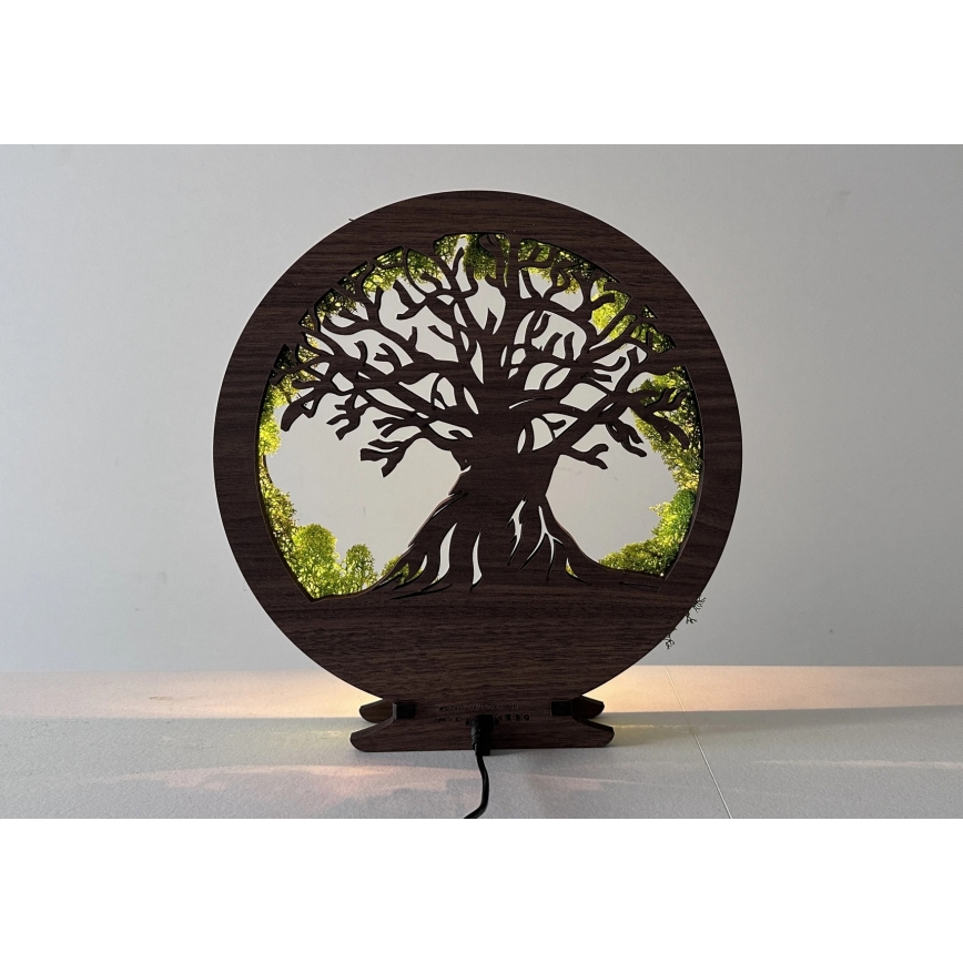 Li-Go 23631/DUB2 - reguliuojamas stalinis LED dekoratyvinis šviestuvas LED/12W/230V 30x31 cm ąžuolas/samana ir medis