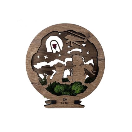 Li-Go 23634/DUB2 - Dimeriuojama LED stalinė dekoracija LED/12W/230V 20x22 cm ąžuolas/Mažasis princas su rože