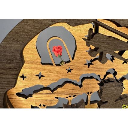 Li-Go 23634/DUB2 - Dimeriuojama LED stalinė dekoracija LED/12W/230V 20x22 cm ąžuolas/Mažasis princas su rože