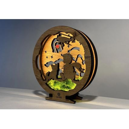 Li-Go 23634/DUB2 - reguliuojama LED stalinė dekoracija LED/12W/230V 20x22 cm ąžuolas/Mažasis princas su rože