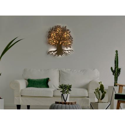 Li-Go 23673/DUB2 - dimeriuojama LED sieninė dekoracija LED/10W/5V, 20000 mAh, 45x55 cm, ąžuolas, su nuotolinio valdymo pultu