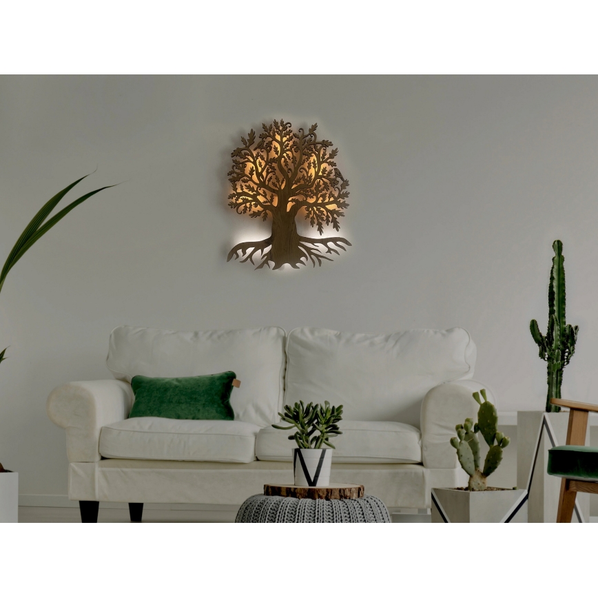 Li-Go 23673/DUB2 - dimeriuojama LED sieninė dekoracija LED/10W/5V, 20000 mAh, 45x55 cm, ąžuolas, su nuotolinio valdymo pultu