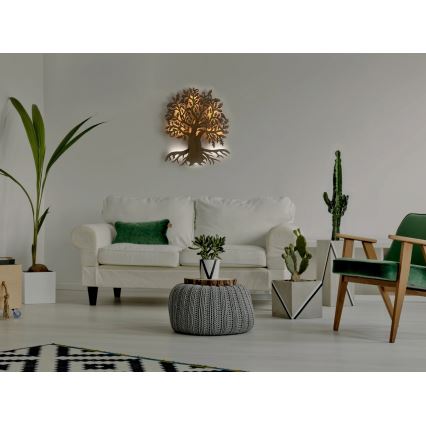 Li-Go 23673/DUB2 - dimeriuojama LED sieninė dekoracija LED/10W/5V, 20000 mAh, 45x55 cm, ąžuolas, su nuotolinio valdymo pultu