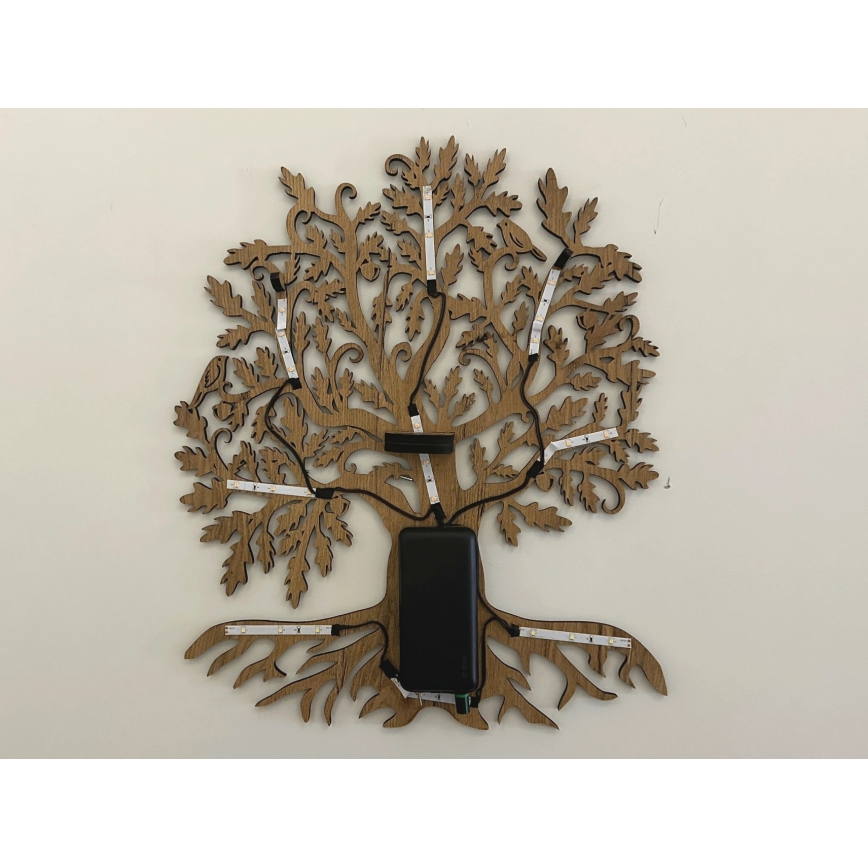 Li-Go 23673/DUB2 - dimeriuojama LED sieninė dekoracija LED/10W/5V, 20000 mAh, 45x55 cm, ąžuolas, su nuotolinio valdymo pultu