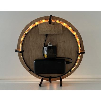 Li-Go 23712/DUB/BAT2 - reguliuojamas LED laikrodis su judesio jutikliu LED/10W/5V 20000 mAh + 1xAA skersmuo 32 cm ąžuolas/Mažasis princas