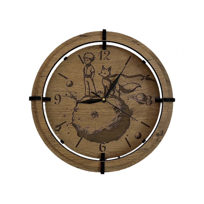 Li-Go 23712/DUB/BAT2 - reguliuojamas LED laikrodis su judesio jutikliu LED/10W/5V 20000 mAh + 1xAA skersmuo 32 cm ąžuolas/Mažasis princas