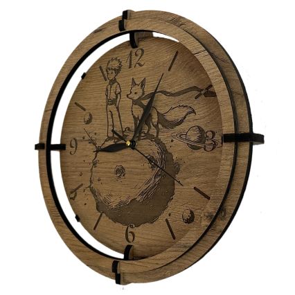 Li-Go 23712/DUB/BAT2 - reguliuojamas LED laikrodis su judesio jutikliu LED/10W/5V 20000 mAh + 1xAA skersmuo 32 cm ąžuolas/Mažasis princas