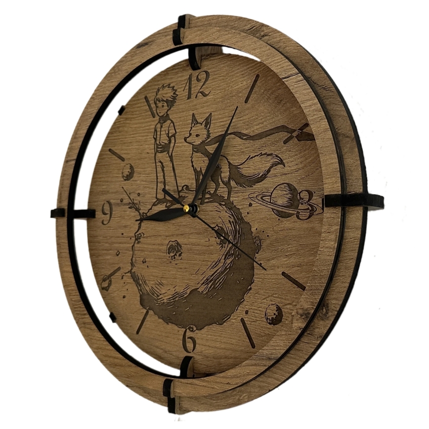 Li-Go 23712/DUB/BAT2 - reguliuojamas LED laikrodis su judesio jutikliu LED/10W/5V 20000 mAh + 1xAA skersmuo 32 cm ąžuolas/Mažasis princas