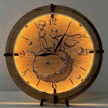 Li-Go 23712/DUB/BAT2 - reguliuojamas LED laikrodis su judesio jutikliu LED/10W/5V 20000 mAh + 1xAA skersmuo 32 cm ąžuolas/Mažasis princas