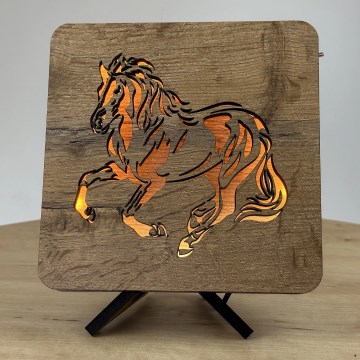 Li-Go 4070/DUB2 - stalinis LED dekoratyvinis šviestuvas LED/12W/230V 19x19 cm ąžuolas/arklys