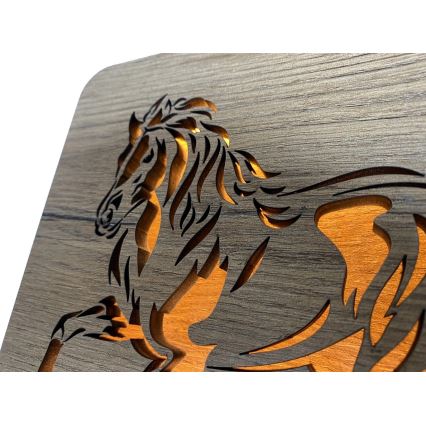 Li-Go 4070/DUB2 - stalinis LED dekoratyvinis šviestuvas LED/12W/230V 19x19 cm ąžuolas/arklys