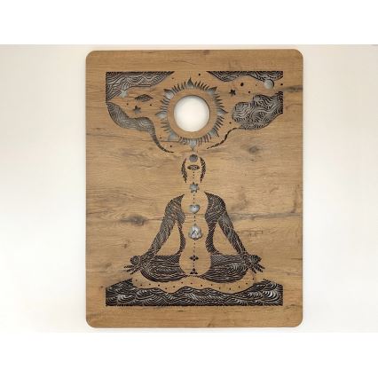 Li-Go 4421/A/4 - LED reguliuojamo ryškumo sieninė dekoracija LED/10W/5V 30000 mAh 70x90 cm ąžuolas/čakros