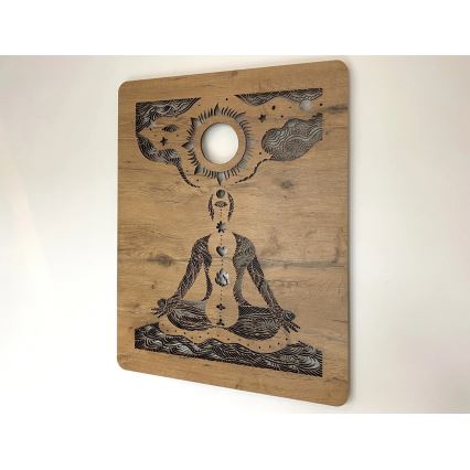 Li-Go 4421/A/4 - LED reguliuojamo ryškumo sieninė dekoracija LED/10W/5V 30000 mAh 70x90 cm ąžuolas/čakros